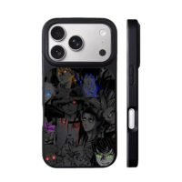 Collage of anime characters with glowing neon eyes iPhone 17 Pro Max Black Case
