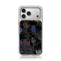 Collage of anime characters with glowing neon eyes iPhone 17 Pro Max Electroplated Silver Case1
