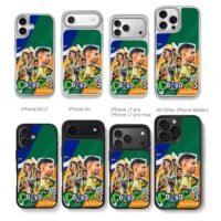 Collage of Brazil U20 soccer players with trophy Chris Brown Phone Case Black Electroplated Silver For Iphone 11 To 17