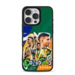 Collage of Brazil U20 soccer players with trophy iPhone 16 Pro Max Black Case