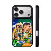 Collage of Brazil U20 soccer players with trophy iPhone 17 Pro Max Black Case