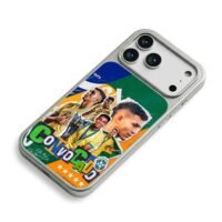Collage of Brazil U20 soccer players with trophy iPhone 17 Pro Max Electroplated Silver Case2