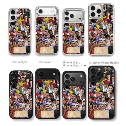 Collage of CR7 football career photos Chris Brown Phone Case Black Electroplated Silver For Iphone 11 To 17