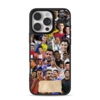 Collage of CR7 football career photos iPhone 16 Pro Max Black Case