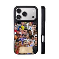 Collage of CR7 football career photos iPhone 17 Pro Max Black Case