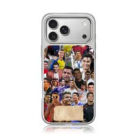 Collage of CR7 football career photos iPhone 17 Pro Max Electroplated Silver Case1
