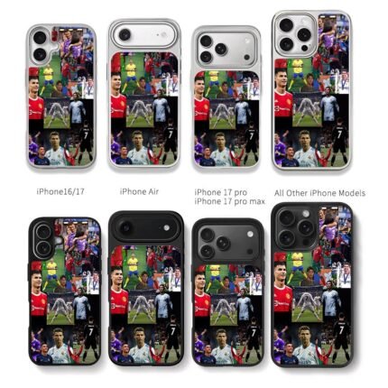 Collage of Cristiano Ronaldo football moments Chris Brown Phone Case Black Electroplated Silver For Iphone 11 To 17