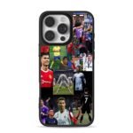 Collage of Cristiano Ronaldo football moments iPhone 16 Pro Max Black Case