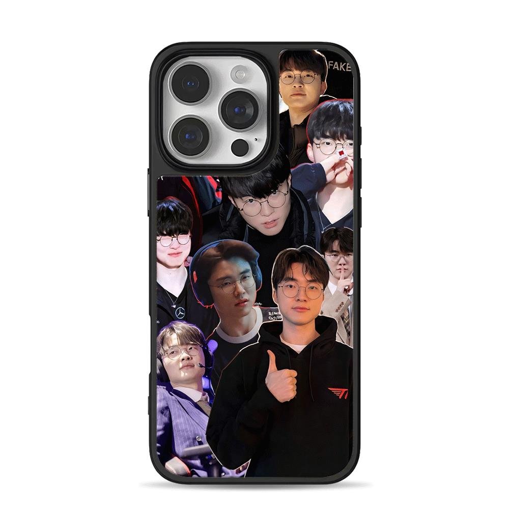 Collage of Faker T1 esports player portraits iPhone 16 Pro Max Black Case Collage of Faker T1 esports player portraits iPhone 16 Pro Max Black Case