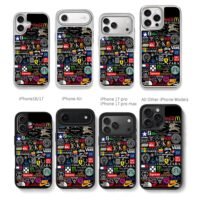Collage of famous brand logos on black background Chris Brown Phone Case Black Electroplated Silver For Iphone 11 To 17