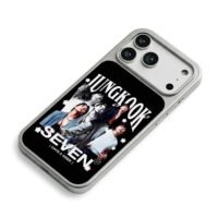 Collage of Jungkook photos with text Jungkook Seven Days A Week iPhone 17 Pro Max Electroplated Silver Case2