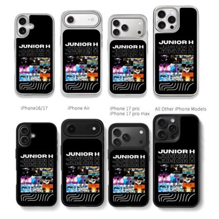 Collage of Junior H album covers Chris Brown Phone Case Black Electroplated Silver For Iphone 11 To 17