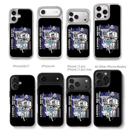 Collage of Lionel Messi Argentina GOAT autograph Chris Brown Phone Case Black Electroplated Silver For Iphone 11 To 17