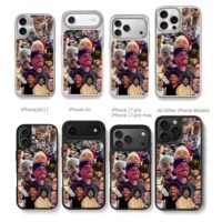 Collage of multiple Rauw Alejandro portrait photos Chris Brown Phone Case Black Electroplated Silver For Iphone 11 To 17