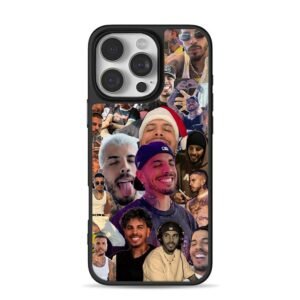 Collage of multiple Rauw Alejandro portrait photos iPhone 16 Pro Max Black Case