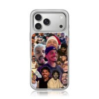 Collage of multiple Rauw Alejandro portrait photos iPhone 17 Pro Max Electroplated Silver Case1