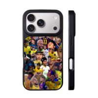 Collage of Neymar Jr football career moments iPhone 17 Pro Max Black Case