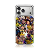 Collage of Neymar Jr football career moments iPhone 17 Pro Max Electroplated Silver Case1