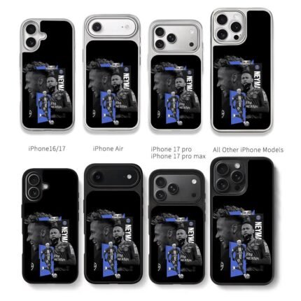 Collage of Neymar PSG football player Chris Brown Phone Case Black Electroplated Silver For Iphone 11 To 17
