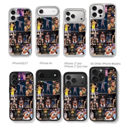 Collage of Stephen Curry Golden State Warriors basketball photos Chris Brown Phone Case Black Electroplated Silver For Iphone 11 To 17