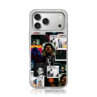 Collage of The Weeknd album art and portraits iPhone 17 Pro Max Electroplated Silver Case1
