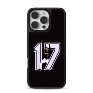 Colorado Rockies 17 baseball player celebrating with 17 iPhone 16 Pro Max Black Case