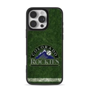 Colorado Rockies MLB team logo on grass baseball field iPhone 16 Pro Max Black Case