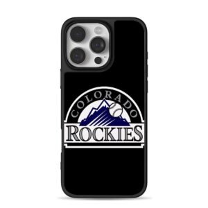 Colorado Rockies team logo with blue mountain and baseball iPhone 16 Pro Max Black Case