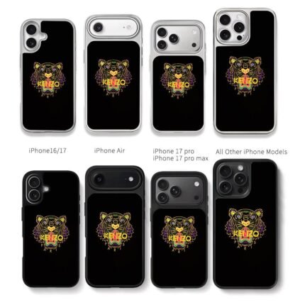 Colorful embroidered tiger head with KENZO PARIS text Chris Brown Phone Case Black Electroplated Silver For Iphone 11 To 17