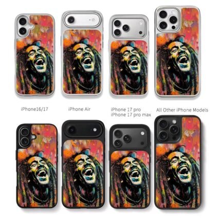 Colorful graffiti art of laughing Bob Marley with dreadlocks Chris Brown Phone Case Black Electroplated Silver For Iphone 11 To 17