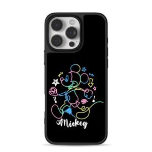 Colorful Mickey Mouse line art dancing with stars iPhone 16 Pro Max Black Case