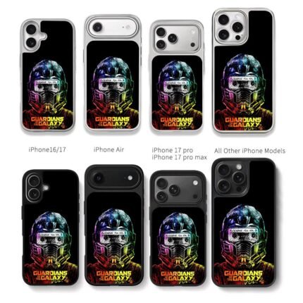 Colorful Star Lord Guardians of the Galaxy Vol2 art Chris Brown Phone Case Black Electroplated Silver For Iphone 11 To 17