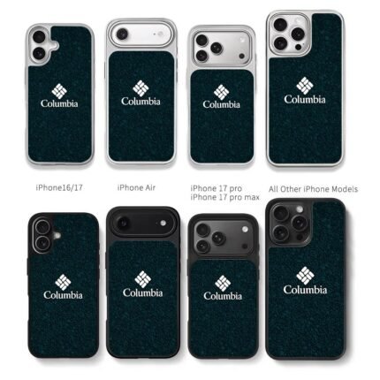Columbia logo text on dark green pebble background Chris Brown Phone Case Black Electroplated Silver For Iphone 11 To 17