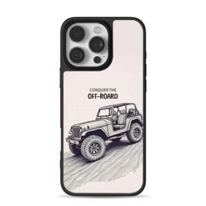 Conquer the offroad jeep line art on sandy ground Phone Case for iPhone 11-17 & Samsung Galaxy S24-S26