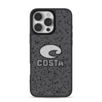 Costa wave logo text on speckled gray background iPhone 16 Pro Max Black Case