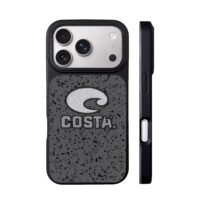 Costa wave logo text on speckled gray background iPhone 17 Pro Max Black Case