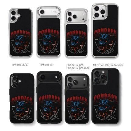 Courage black panther red eyes tribal pandora 2025 Chris Brown Phone Case Black Electroplated Silver For Iphone 11 To 17