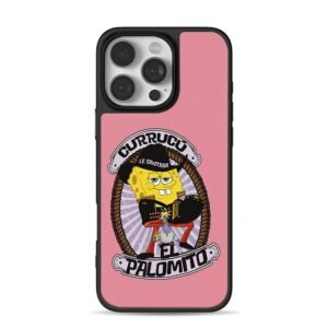 Cowboy SpongeBob with Spanish text a pigeon and drink in badge iPhone 16 Pro Max Black Case