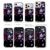 CR7 in Man Utd kit with SpiderMan comic collage Chris Brown Phone Case Black Electroplated Silver For Iphone 11 To 17