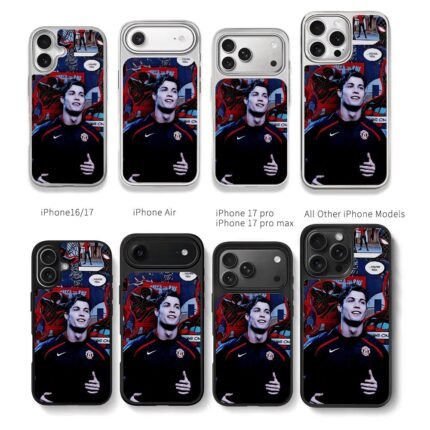 CR7 in Man Utd kit with SpiderMan comic collage Chris Brown Phone Case Black Electroplated Silver For Iphone 11 To 17