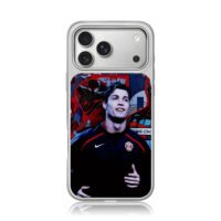 CR7 in Man Utd kit with SpiderMan comic collage iPhone 17 Pro Max Electroplated Silver Case1