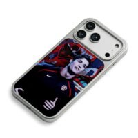CR7 in Man Utd kit with SpiderMan comic collage iPhone 17 Pro Max Electroplated Silver Case2