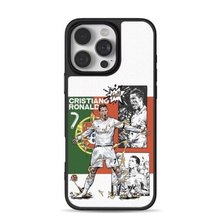 CR7 Ronaldo Siu Real Madrid Portugal football art iPhone 16 Pro Max Black Case