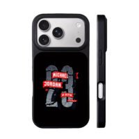 Cracked stone 23 Michael Jordan red ribbon art iPhone 17 Pro Max Black Case