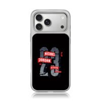 Cracked stone 23 Michael Jordan red ribbon art iPhone 17 Pro Max Electroplated Silver Case1