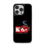 Crawling Spider-Man with Marvel Superheroes logo iPhone 16 Pro Max Black Case