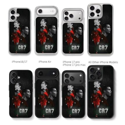 Cristiano Ronaldo CR7 football collage artwork Chris Brown Phone Case Black Electroplated Silver For Iphone 11 To 17