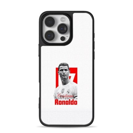 Cristiano Ronaldo CR7 red football portrait iPhone 16 Pro Max Black Case