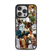 Cristiano Ronaldo football collage with trophies iPhone 16 Pro Max Black Case