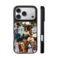 Cristiano Ronaldo football collage with trophies iPhone 17 Pro Max Black Case